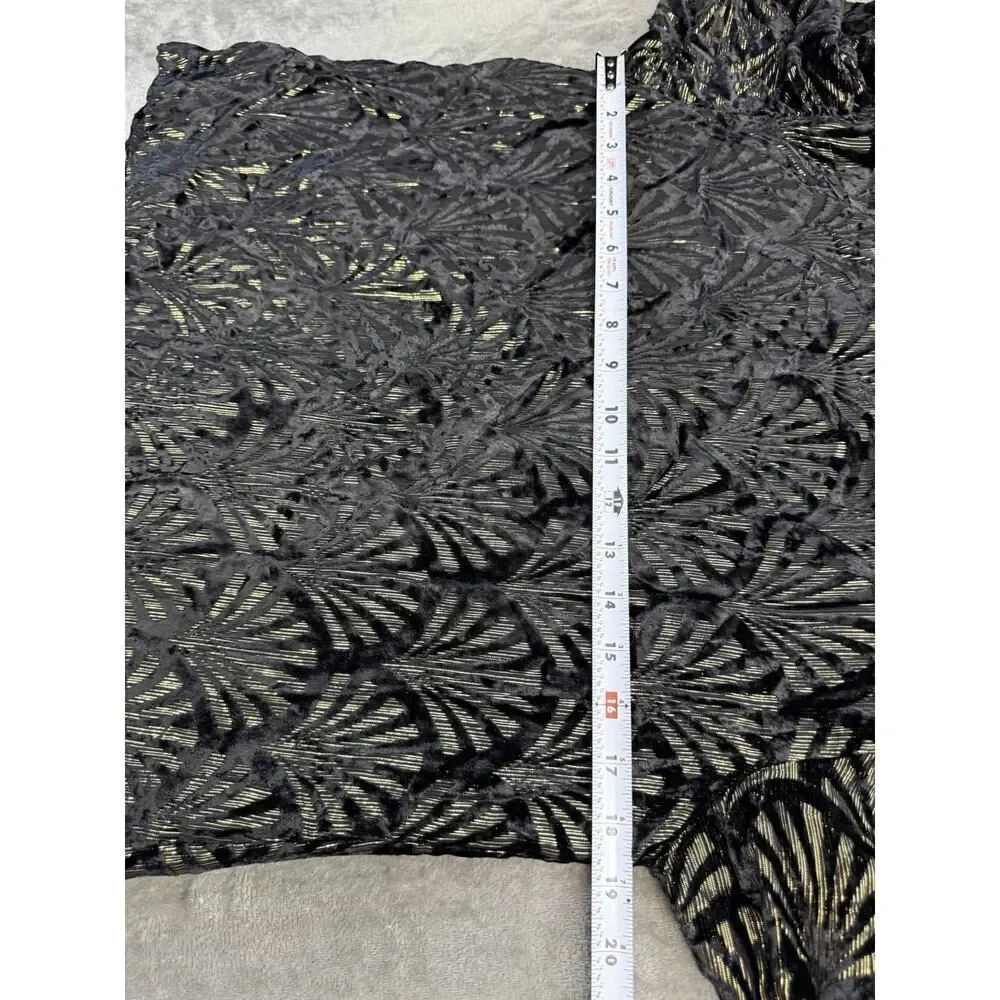 Alice + Olivia Black Metallic Art Deco Blouse Small 3/4 Sleeve Party Top